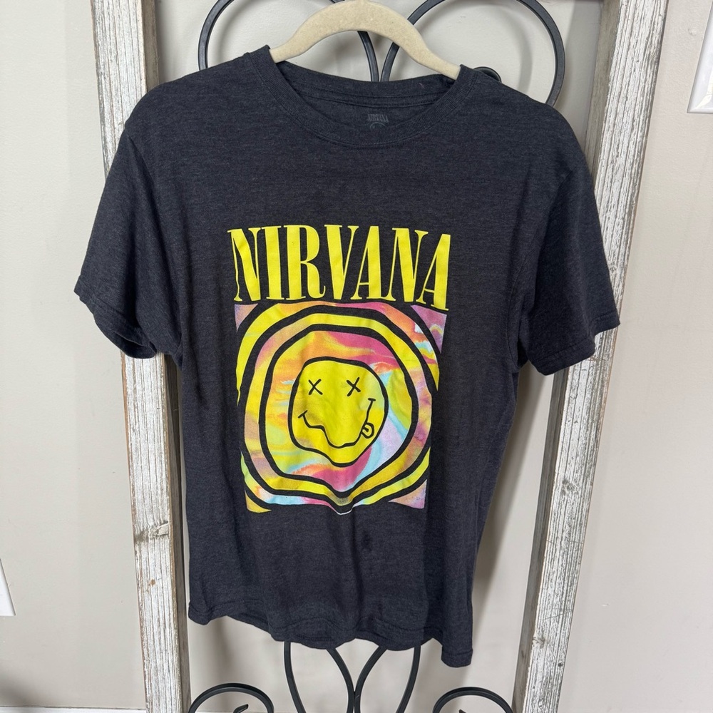 Nirvana Shirt Adult XL Gray Casual‎ Soft Cotton Outdoors Rock Band Music TieDye